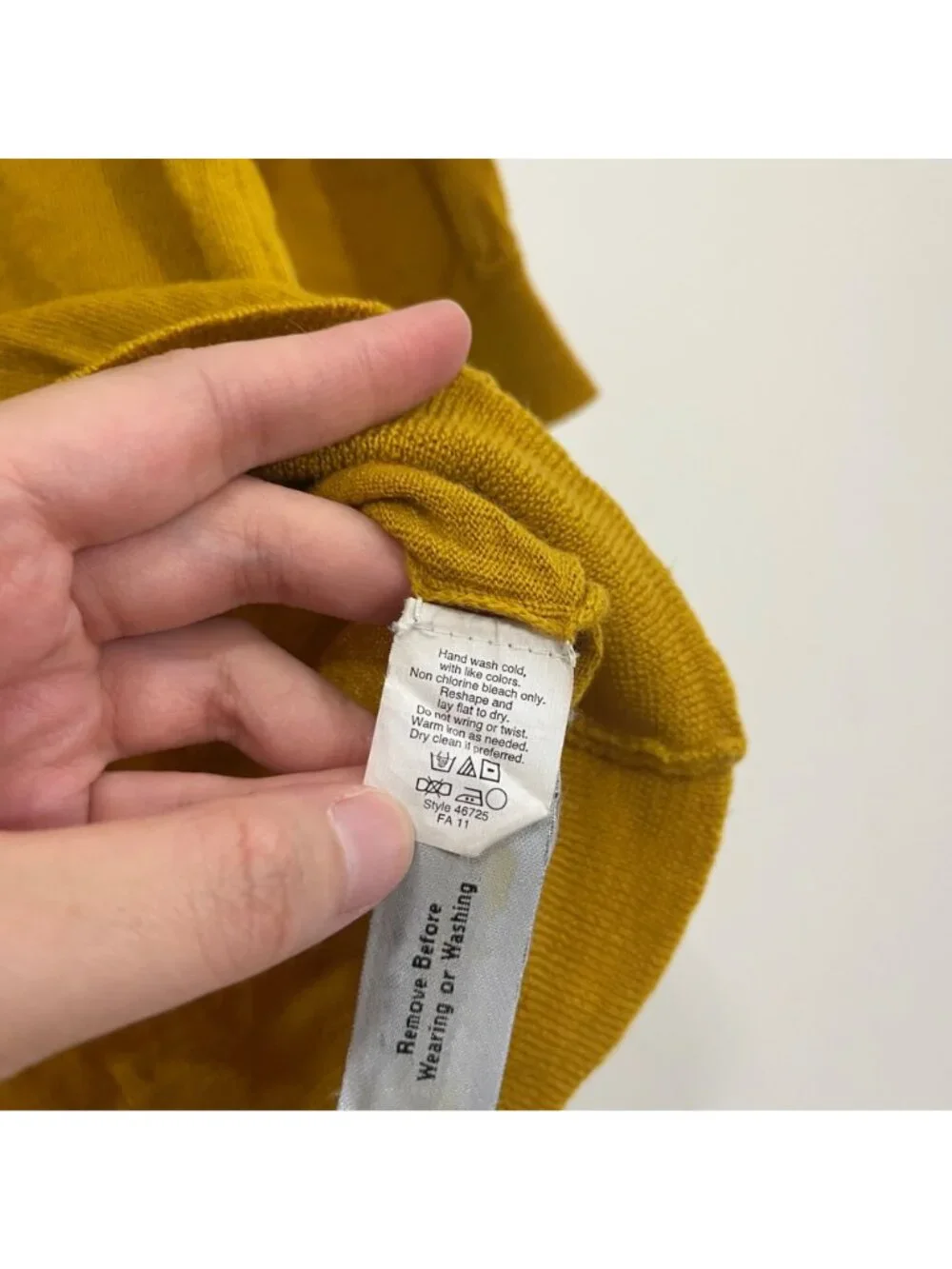J.Crew Crewneck Mustard 100% Merino Wool Sweater 3/4 Sleeve Classic Preppy Sz S